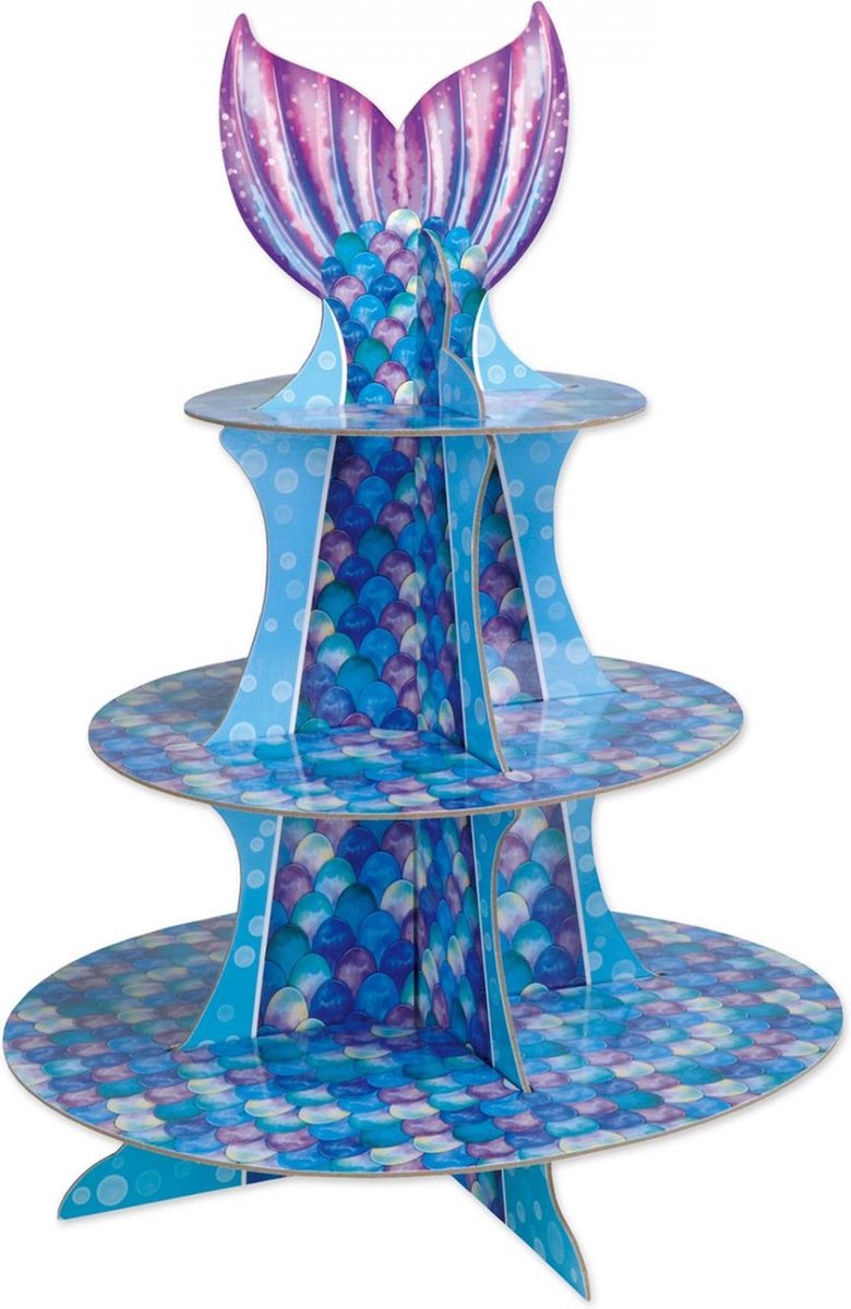 360 DEGREES - Paarse en blauwe zeemeermin cupcake standaard - Decoratie > Bakvormpjes en standaards